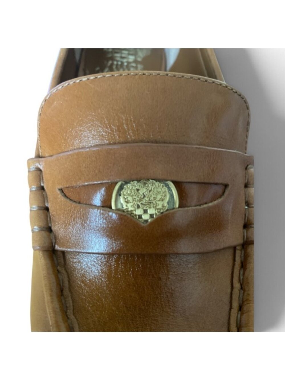 Vince Camuto Carissla Leather Block Heel Loafers 9M Brown NEW No Box - Picture 5 of 7